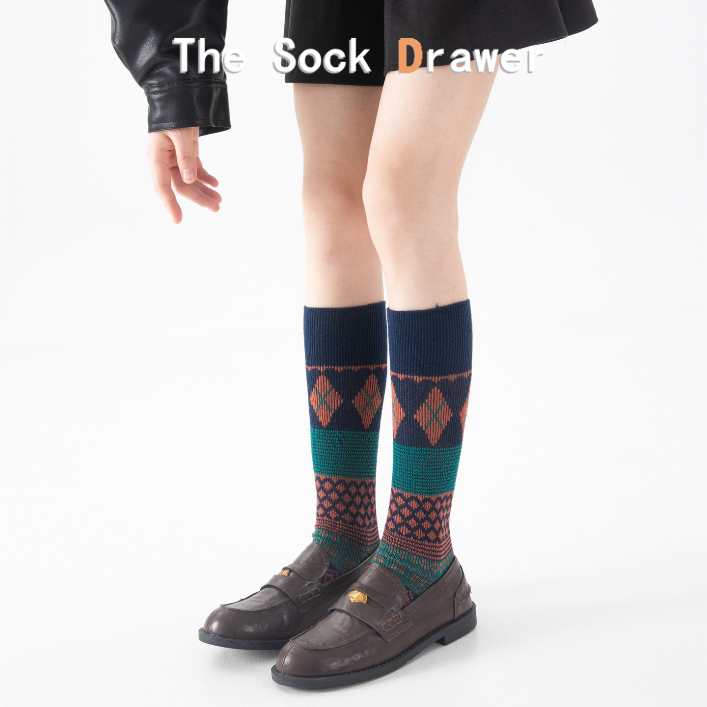 复古菱形格小腿袜女士秋冬双针民族风及膝高筒长袜配乐福鞋的袜子,女士内衣/男士内衣/家居服,中筒袜,淘宝优惠券,粉丝福利购,淘宝优惠卷