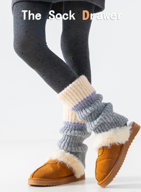羊毛袜套女秋冬加厚保暖灰色条纹日系学院风jk堆堆袜腿套配雪地靴