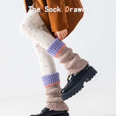 袜套女士秋冬天加厚抗寒保暖日系jk学院风翻边拼色毛绒堆堆袜腿套
