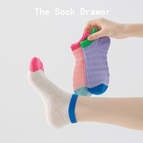 2026新款短袜女夏季超薄款多巴胺韩版ins潮袜子纯棉低帮拼色袜子