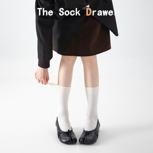 日系jk白色袜子女春夏季纯色竖纹坑条中筒堆堆袜分趾猪蹄木屐袜
