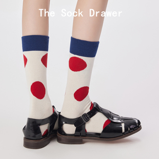 ins潮袜子 波点中筒袜纯棉无骨长筒堆堆袜韩版 袜子女2025新款 爆款