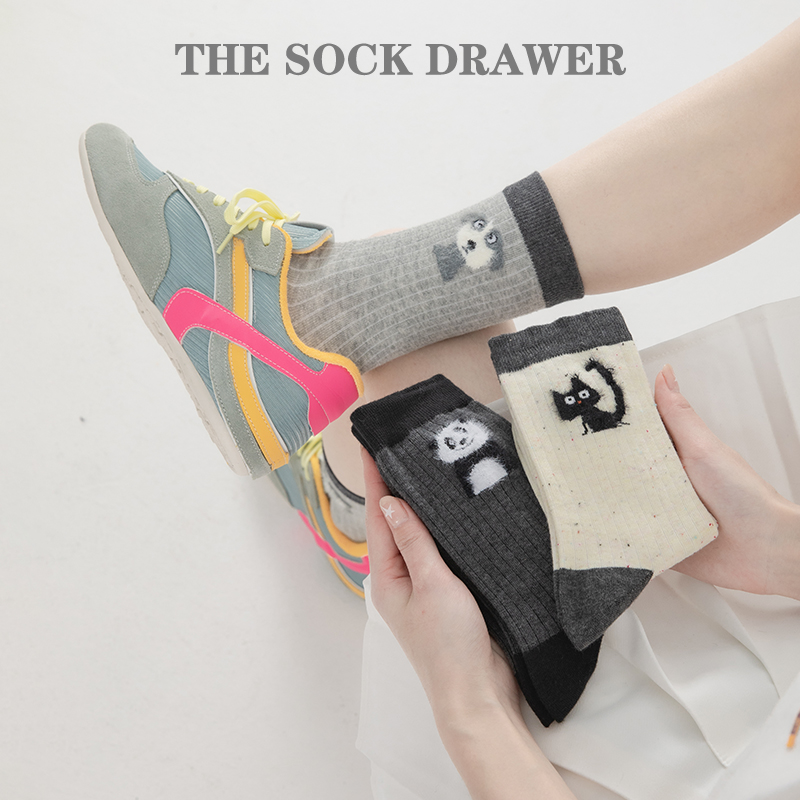 点子纱袜子女中筒袜春秋款纯棉ins潮少女可爱长筒袜搭配德训鞋