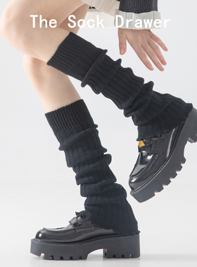 黑色修饰腿型花边袜套女士辣妹韩版过膝外穿长筒堆堆袜腿套春秋款