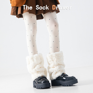白色毛绒堆堆袜腿套女士秋冬y2k辣妹千禧风加厚加绒保暖毛毛袜套