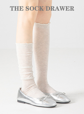 小腿袜夏季薄款白色长筒袜女花边透气显瘦堆堆袜miu系芭蕾风袜子