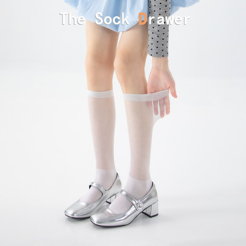 日系纯欲风及膝长袜女士夏季薄款白色网纱小腿袜显瘦百搭堆堆袜