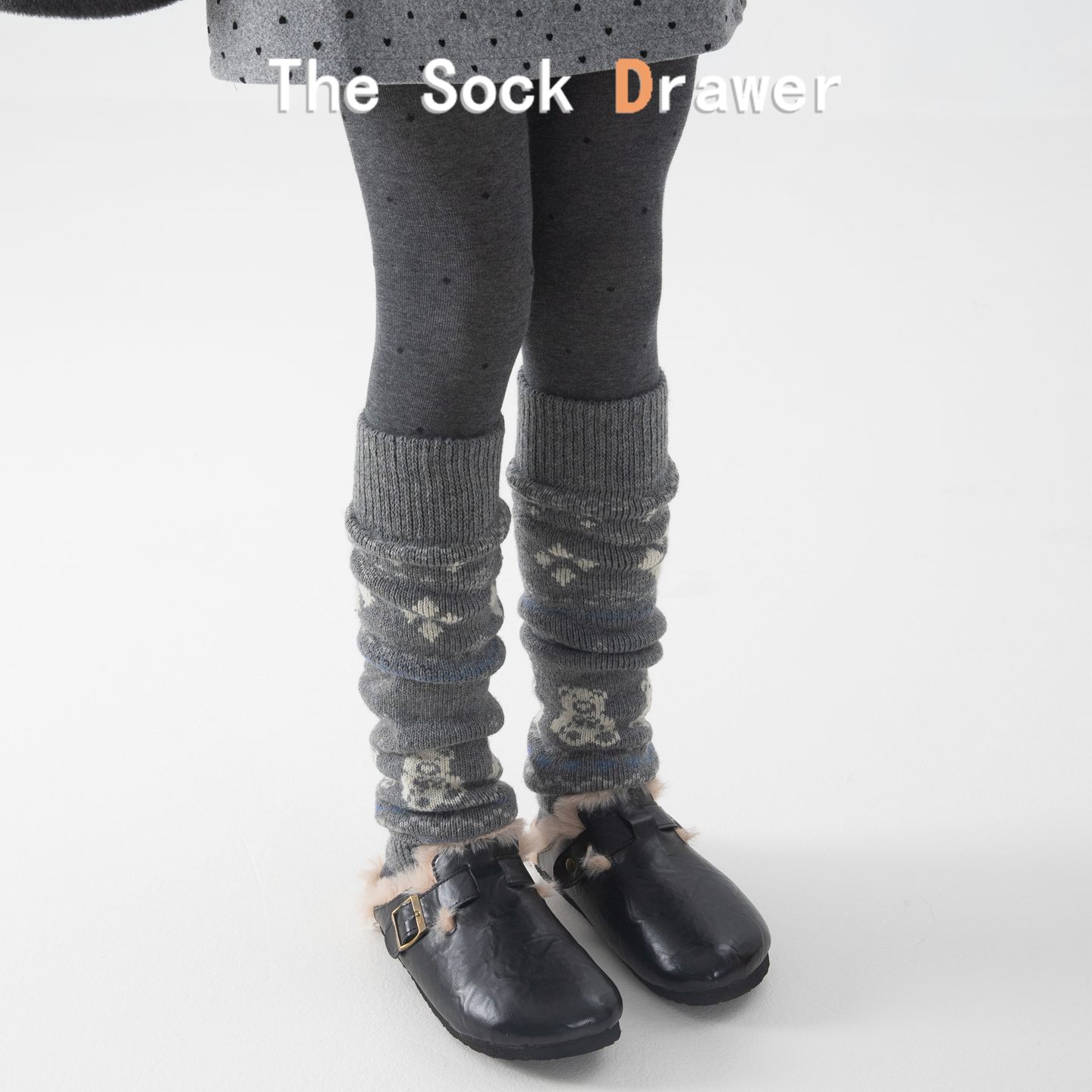 雷格灰袜套女冬季复古民族风菱形雪花堆堆袜配雪地靴毛绒袜腿套