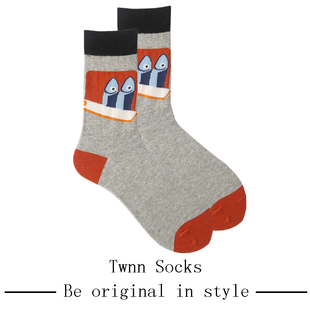 Socks潮流网红男女中长筒袜秋国潮学院风欧美街头嘻哈滑板袜 Twnn