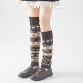 美拉德咖色羊毛袜套女士秋冬过膝长筒堆堆袜外穿保暖加厚小腿套