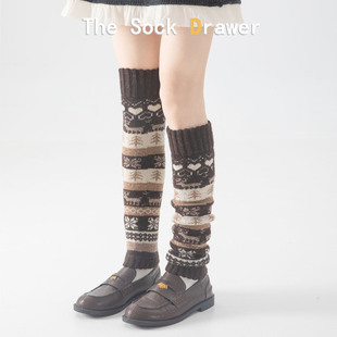 美拉德咖色羊毛袜套女士秋冬过膝长筒堆堆袜外穿保暖加厚小腿套