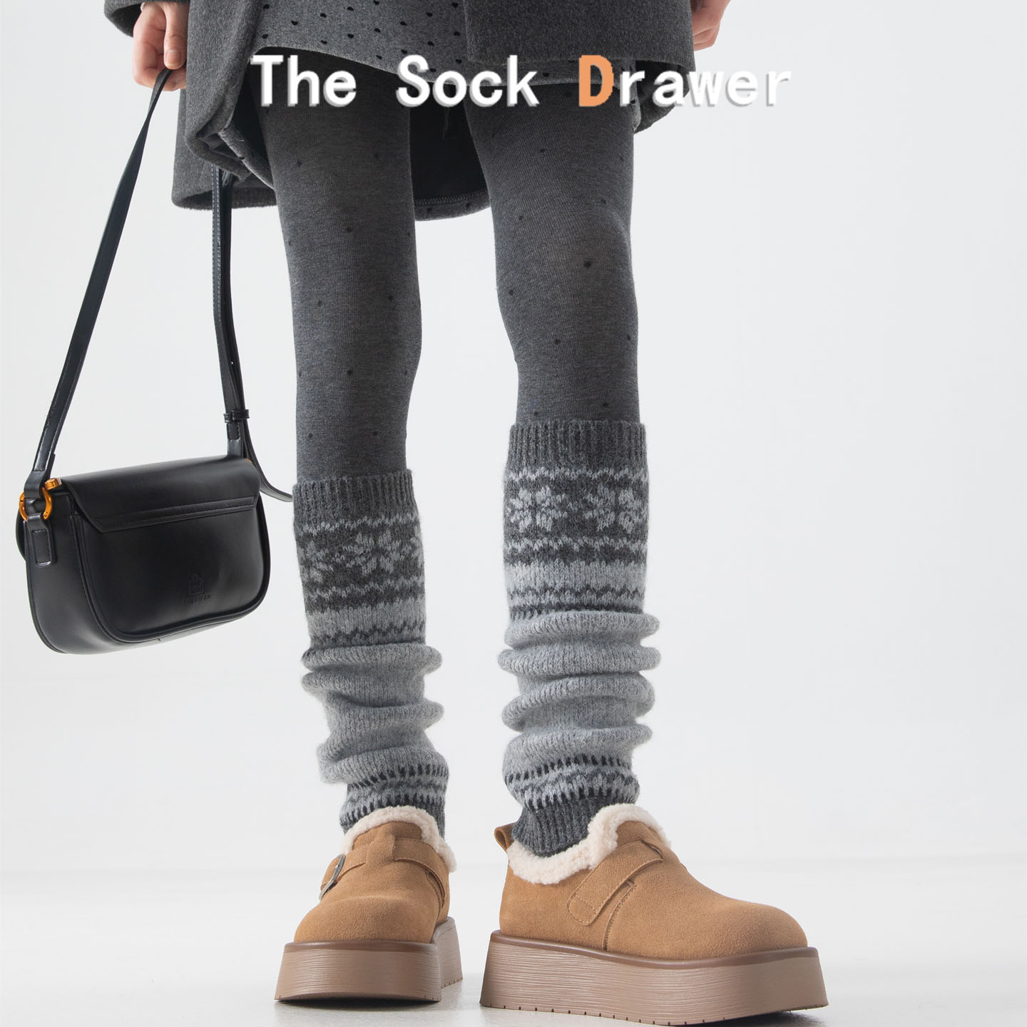 雪地靴袜套女士秋冬加绒加厚灰色堆堆袜网红爆款羊毛高筒小腿套