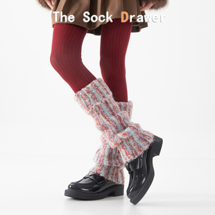 翻边堆堆袜腿套女士秋冬天加厚保暖韩版 竖条小腿护腿套配打底裤