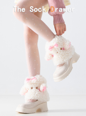 立体卡通小羊袜套少女秋冬日系jk白色加厚加绒保暖毛绒堆堆腿套