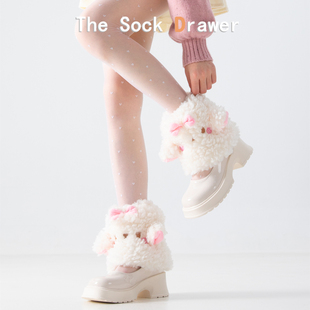 立体卡通小羊袜套少女秋冬日系jk白色加厚加绒保暖毛绒堆堆腿套