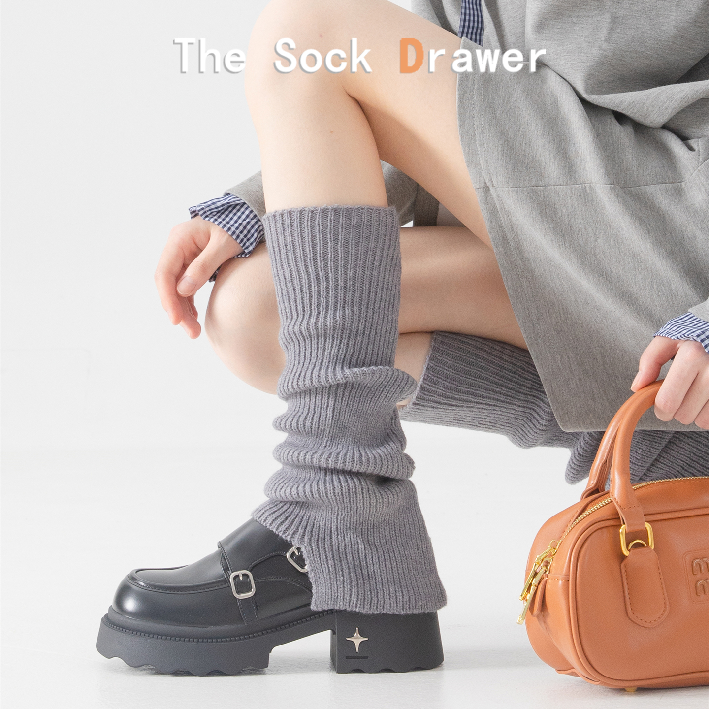 显瘦针织袜套y2k辣妹慵懒风jk加厚保暖堆堆袜腿套秋冬女士深灰色