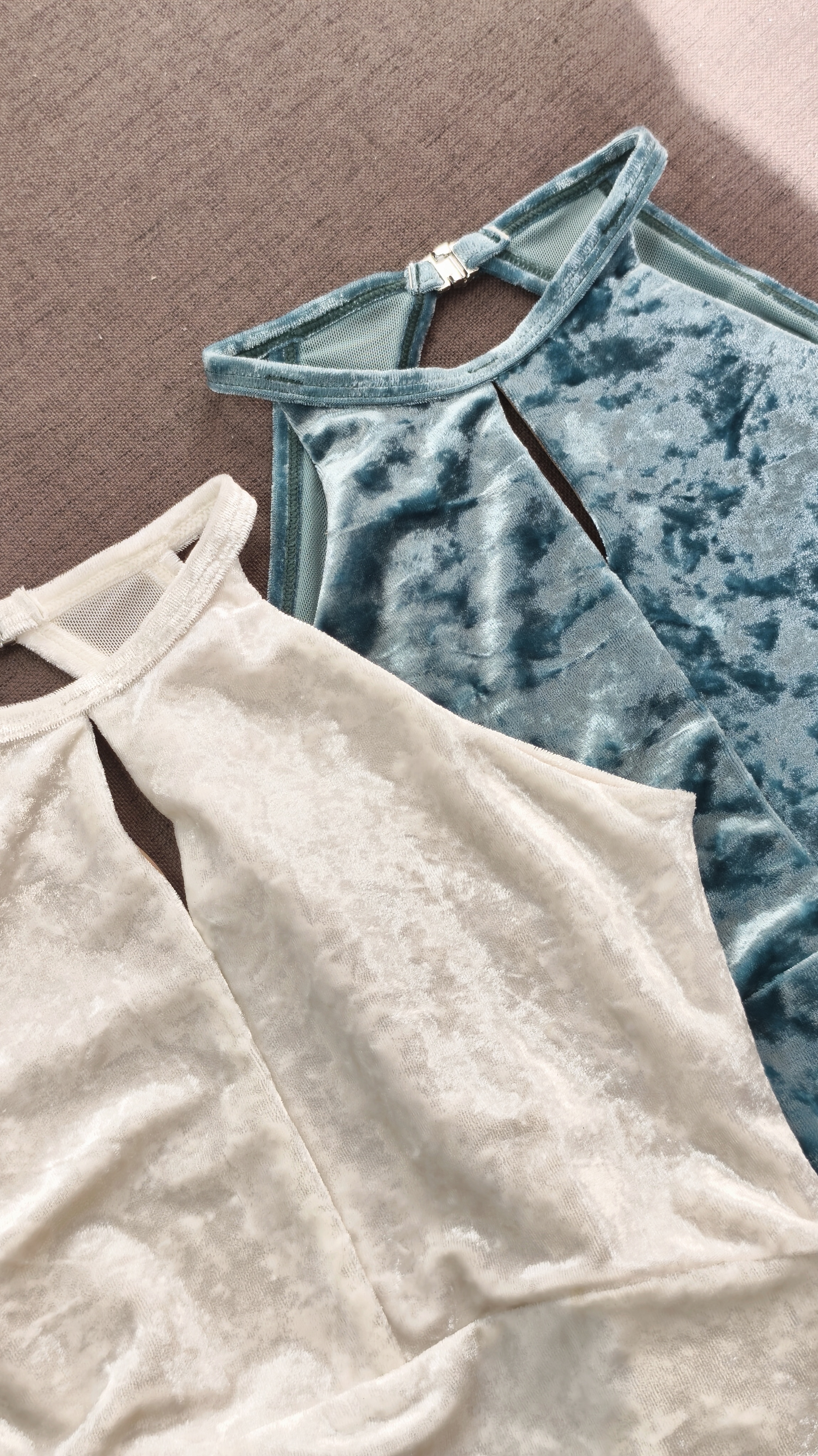 西瑟里李洛桑同款314胸前开缝丝绒挂脖形体芭蕾舞蹈训练体服