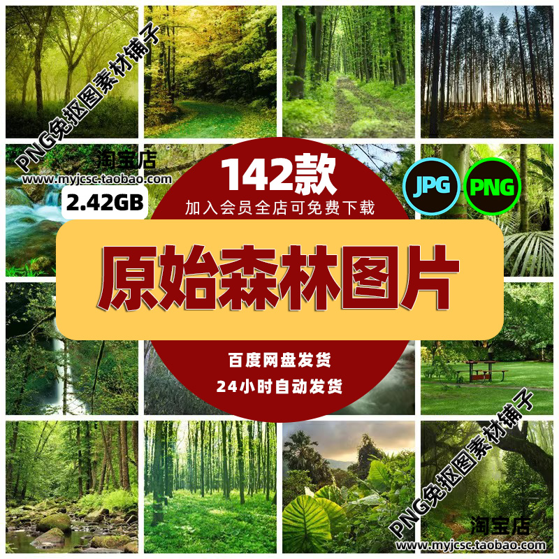 高清自然风景JPG图片原始森林公园雨林树林山林喷绘打印合成素材