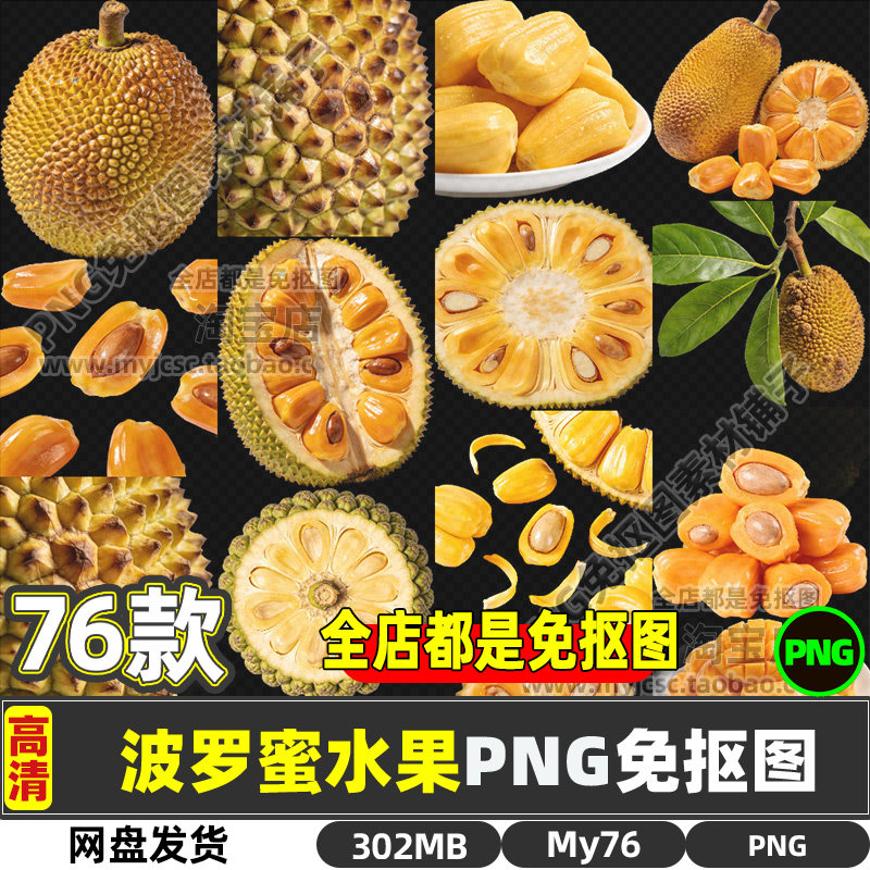 菠萝蜜热带高清水果PNG透明免抠图片海报设计素材可商用打印文件