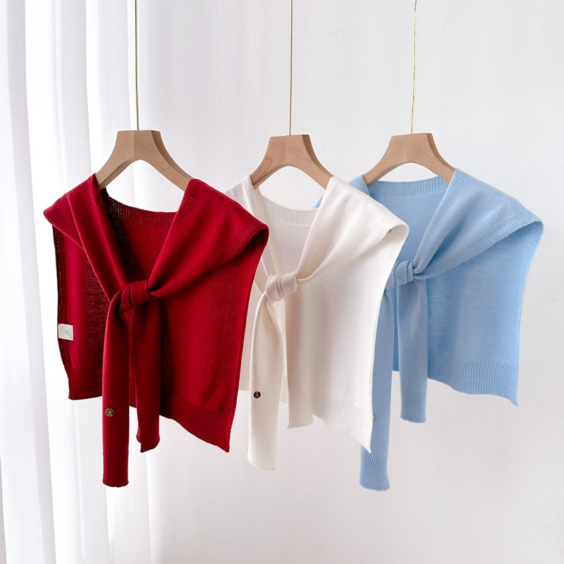 针织小披肩外搭肩女大红色春秋搭