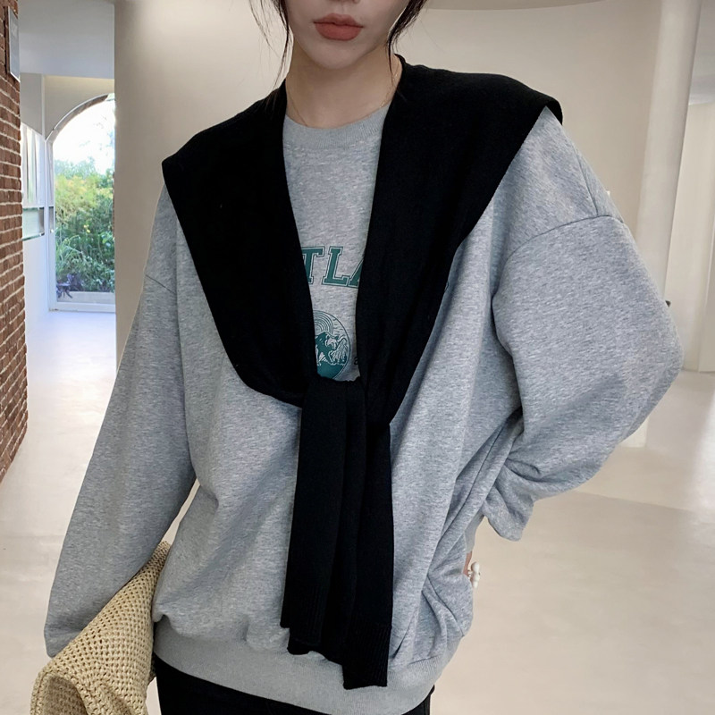 针织毛线小披肩女洋气灰色春秋护颈搭肩坎肩外搭配裙子衬衫薄围巾