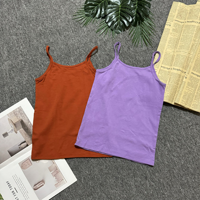 福利款外贸日单女春夏纯色棉外穿内搭性感纯欲无袖修身显瘦吊带