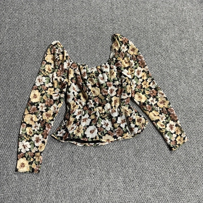 女春夏韩系雪纺肌理设计感小众甜美温柔碎花收腰显瘦超短款上衣