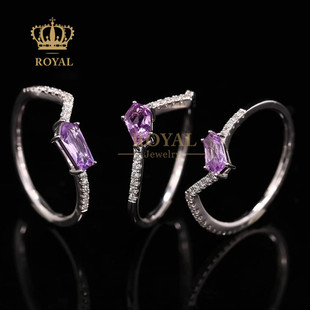 ROYAL珠宝1CT紫蓝宝戒指女轻奢时尚 单戴气质叠戴优雅日常搭配送礼