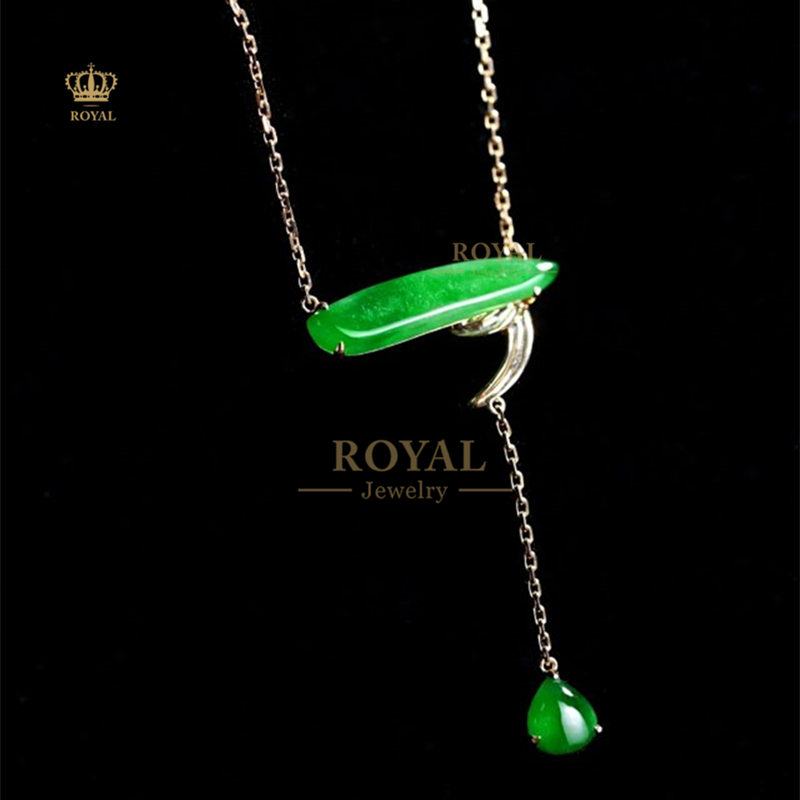ROYAL珠宝缅甸A货翡翠项链女18Ｋ金镶嵌精致设计日常佩戴送长辈礼