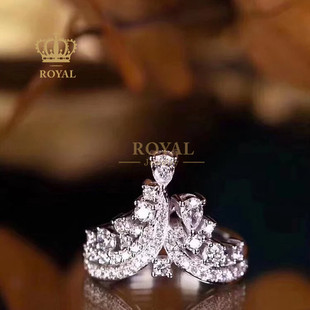 ROYAL珠宝钻石戒指女18K金镶嵌简单设计日常通勤搭配送女友节日礼