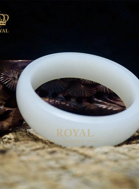 ROYAL珠宝新疆和田玉籽料手镯玉质白皙饱满细腻送妈妈长辈节日礼