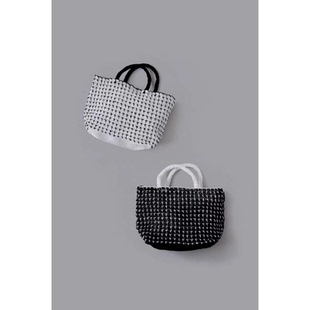 366 日文 有水印 单款横田黑白托特包图解 塑料线编织包包教程