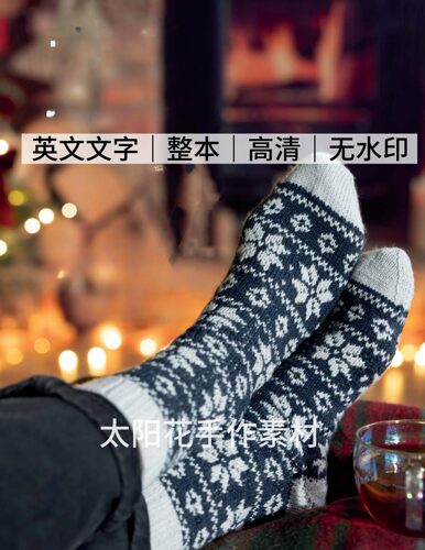 英文文字 3295 棒针编织 圣诞节日主题袜子24款 电子图解教程