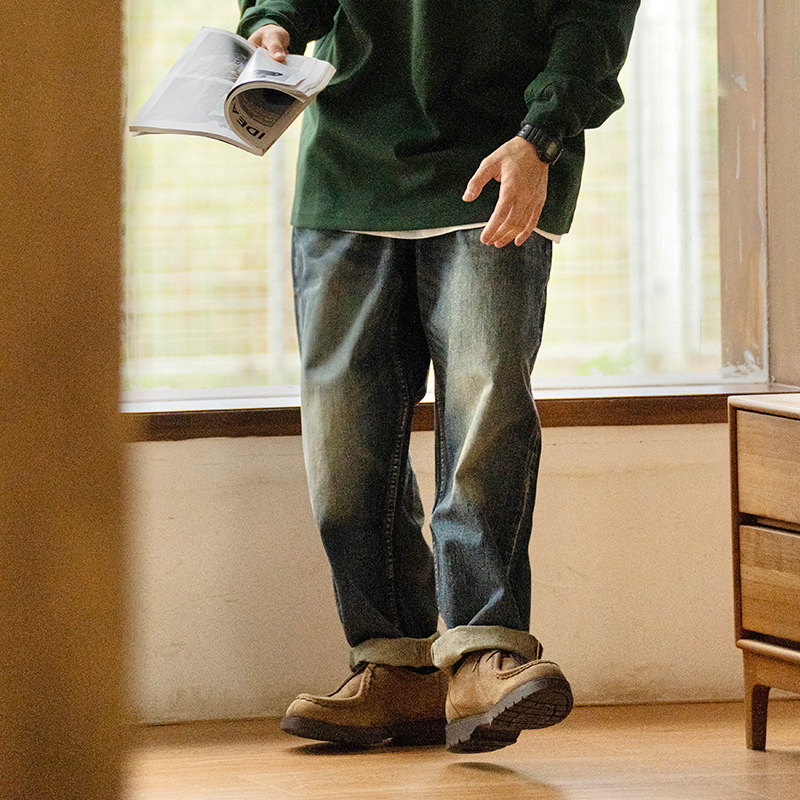 25SS日系kapital vintage 宽松14OZ复古做旧赤耳丹宁男式牛仔裤男