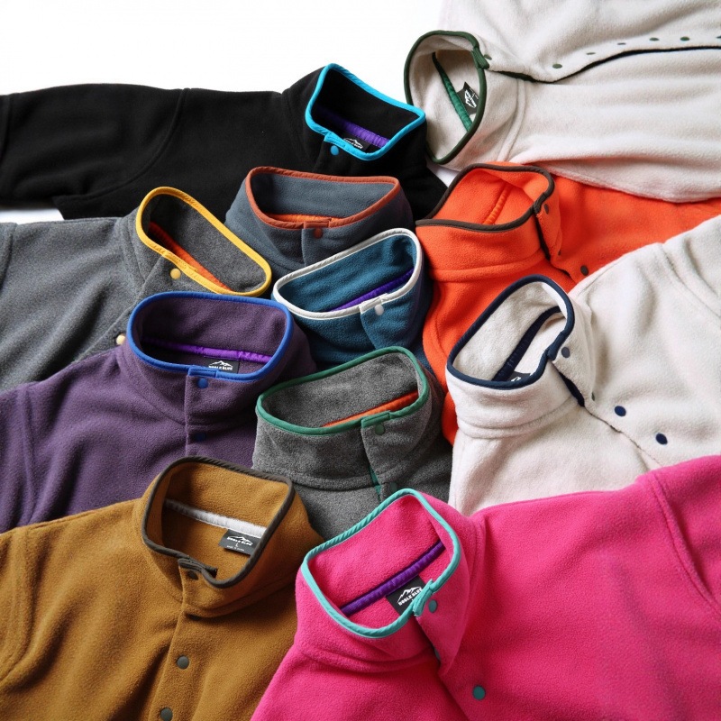 日系年度级重磅户外运动秋冬情侣款半开襟抓绒衫外套撞色套头卫衣