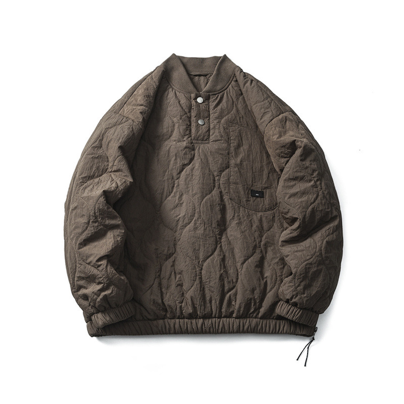 日系复古户外防水绗缝棒球服棉衣男女冬季新款套头防寒外套夹克潮