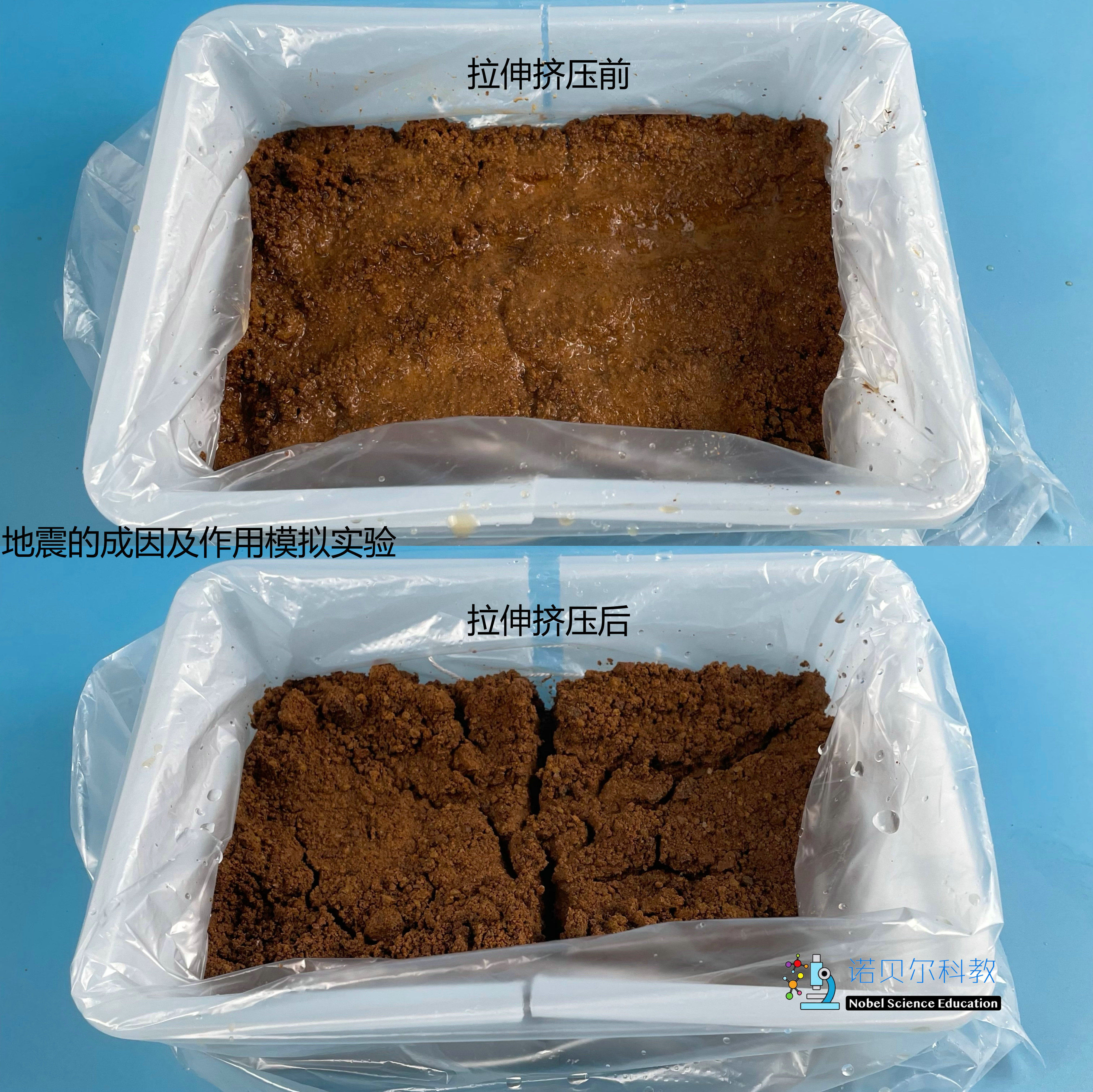 对开塑料盆小水槽诺贝尔科教地震的成因及作用模拟实验20*14*6cm