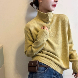 毛衣女潮 高领内搭针织衫 韩版 松弛感洋气简约休闲宽松纯色百搭长袖