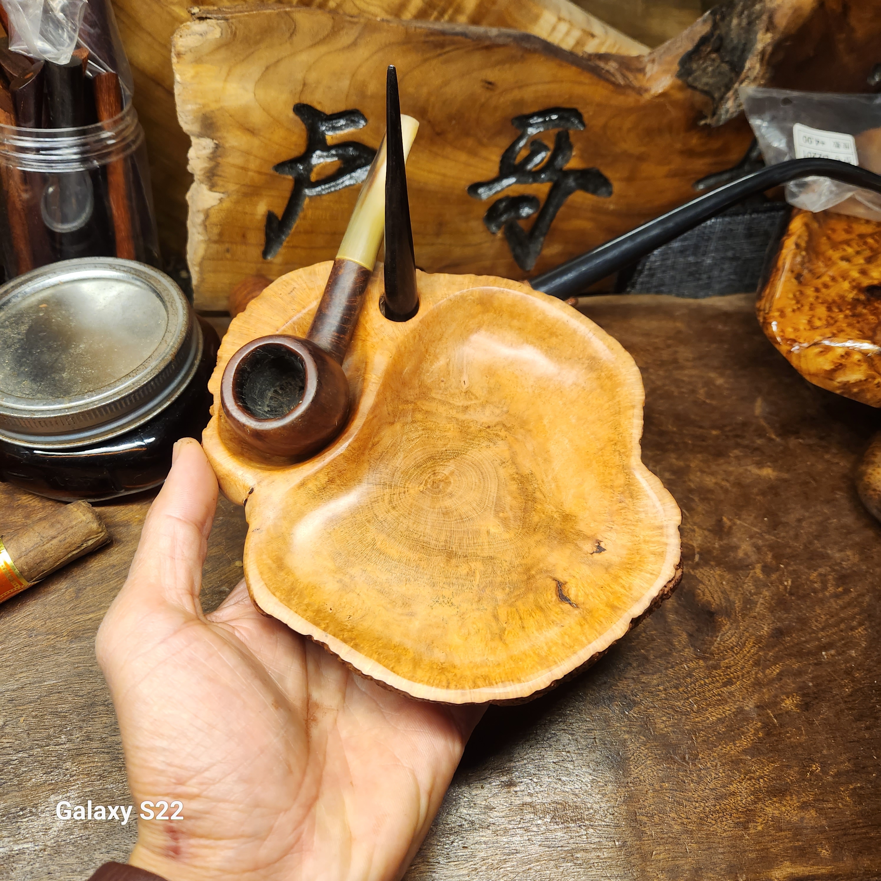 手工高档意大利石楠木根瘤醒草盘单位烟斗架直弯斗通用烟斗操作盘