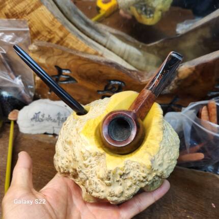 手工高档满瘤珍珠黄杨木根瘤单位烟斗架直弯烟斗通用展示支架座托