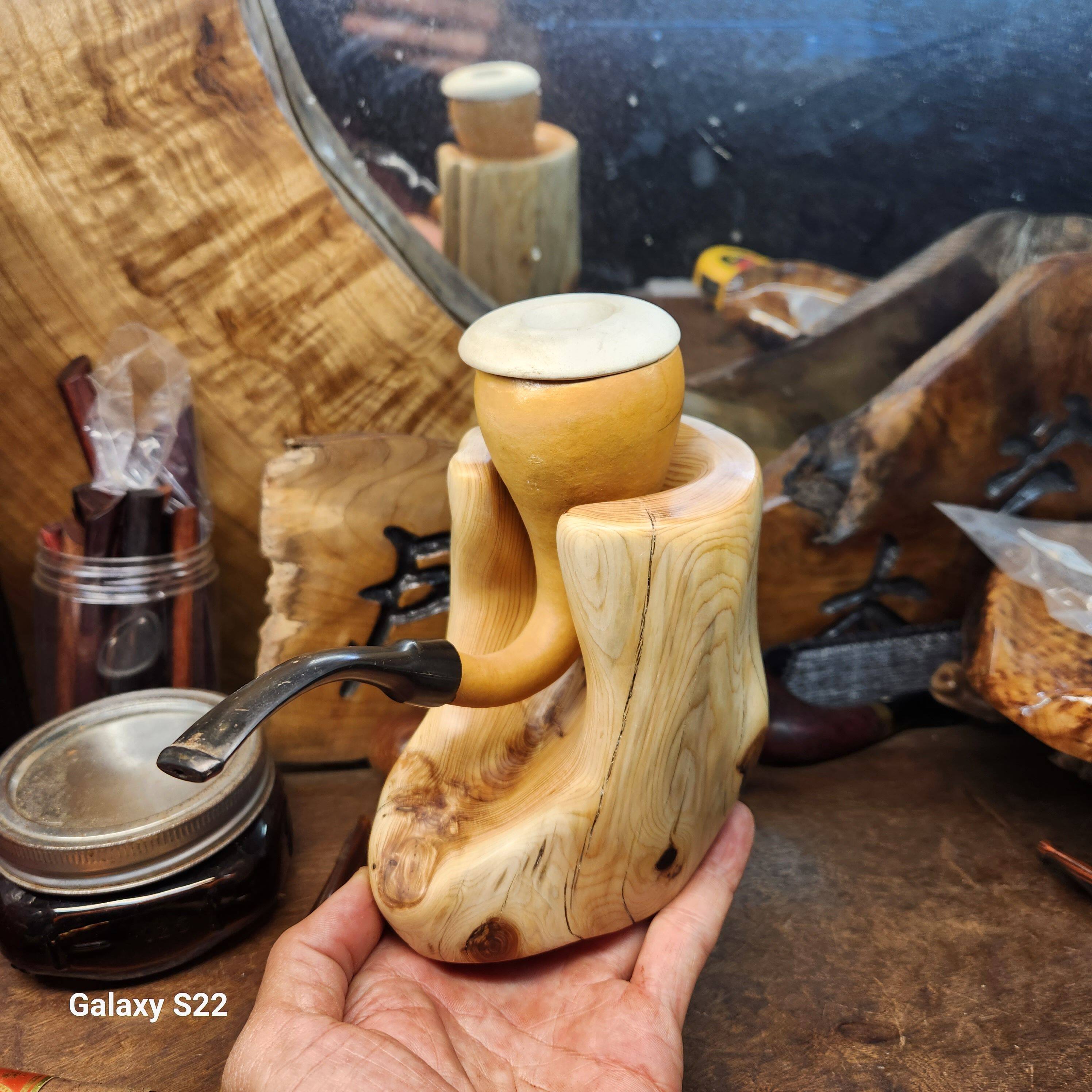 高档手工实木葫芦斗单位烟斗架太行崖柏直弯斗通用烟斗展示架座托