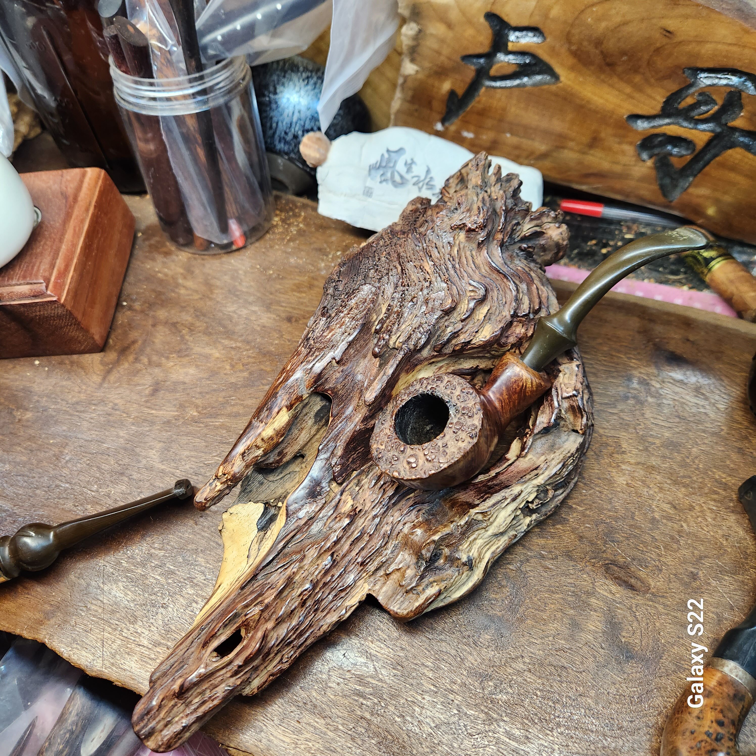 手作随形海南黄花梨单位烟斗架土埋紫油梨降香黄檀直弯斗烟斗座托