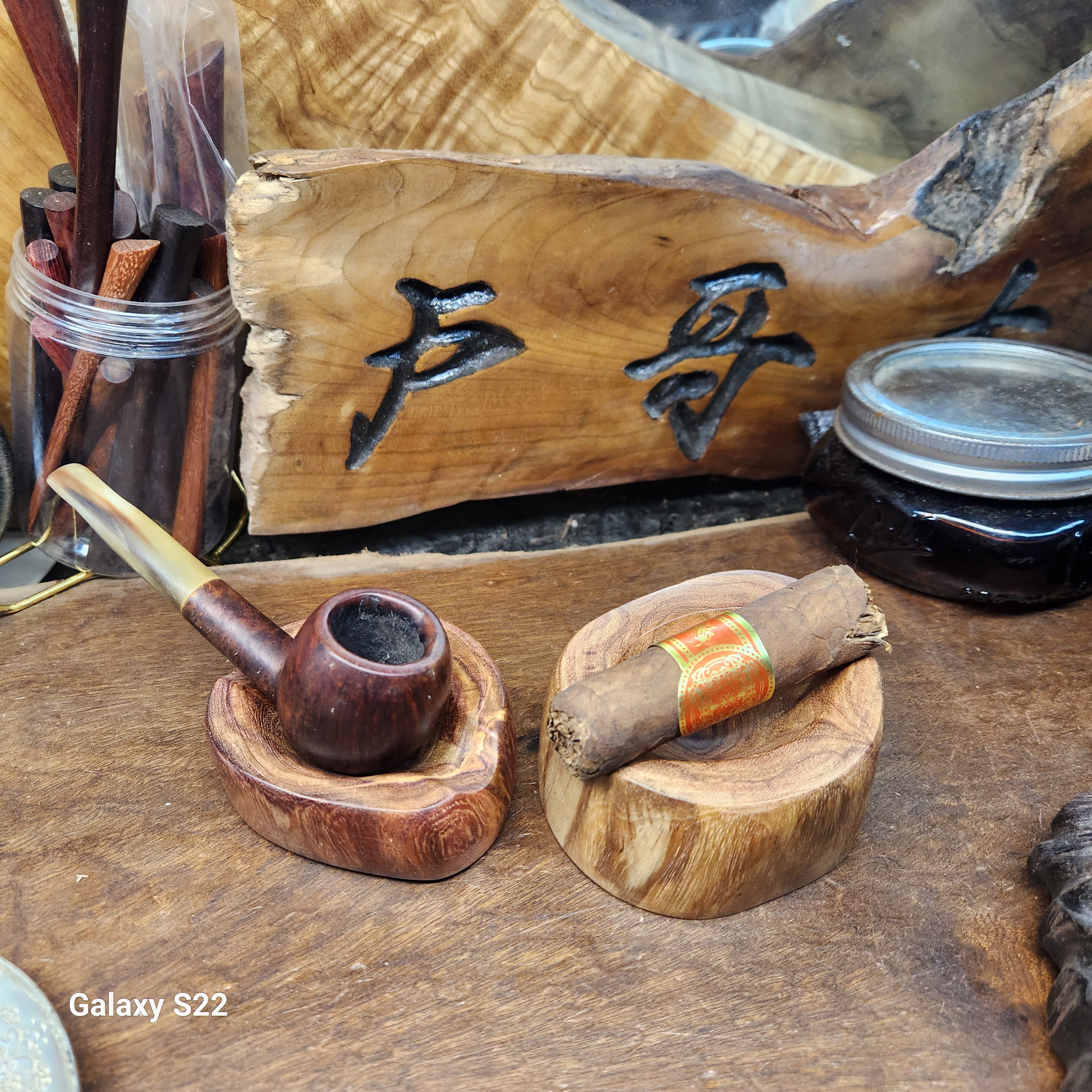 手工迷你随形海南黄花梨单位烟斗架雪茄托两用降香黄檀烟斗座托架