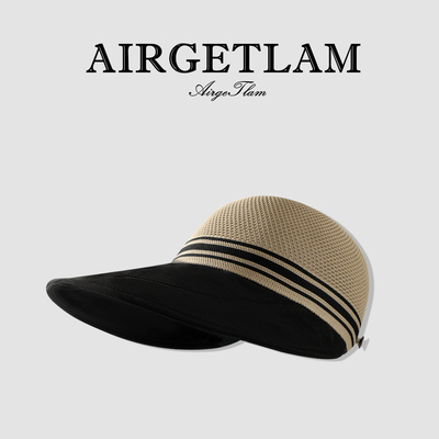 AirgeTlam/2026新款镂空遮阳鸭舌帽女显脸小大帽檐夏季防晒渔夫帽
