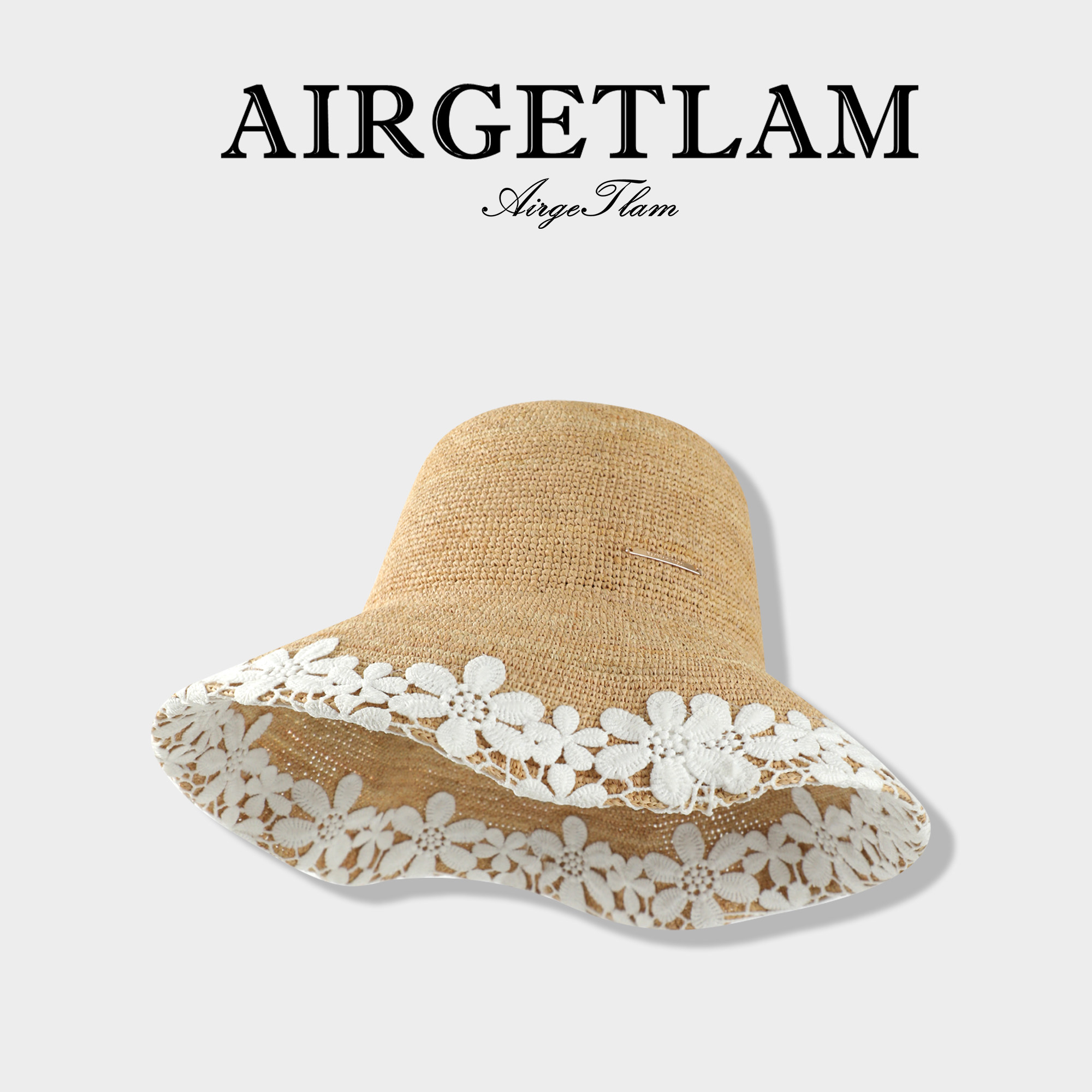 AirgeTlam/特细拉菲草帽女夏季海边度假沙滩大帽檐防晒遮阳渔夫帽