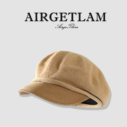 AirgeTlam/日系复古亚麻针织八角贝雷帽春夏透气画家报童帽鸭舌帽