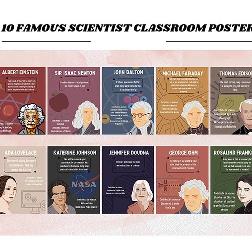 10款著名科学家励志格言海报classroom poster班级文化布置装饰画