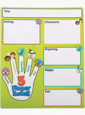 Five finger retell 故事复述平面海报自粘贴纸白板教学教具 教室