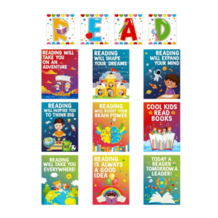 阅读励志海报书房阅览室激励格言装饰画学校教室英语读书海报