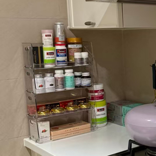 透明家用药品整理盒可叠加  大容量保健品药物置物架柜内杂物收纳